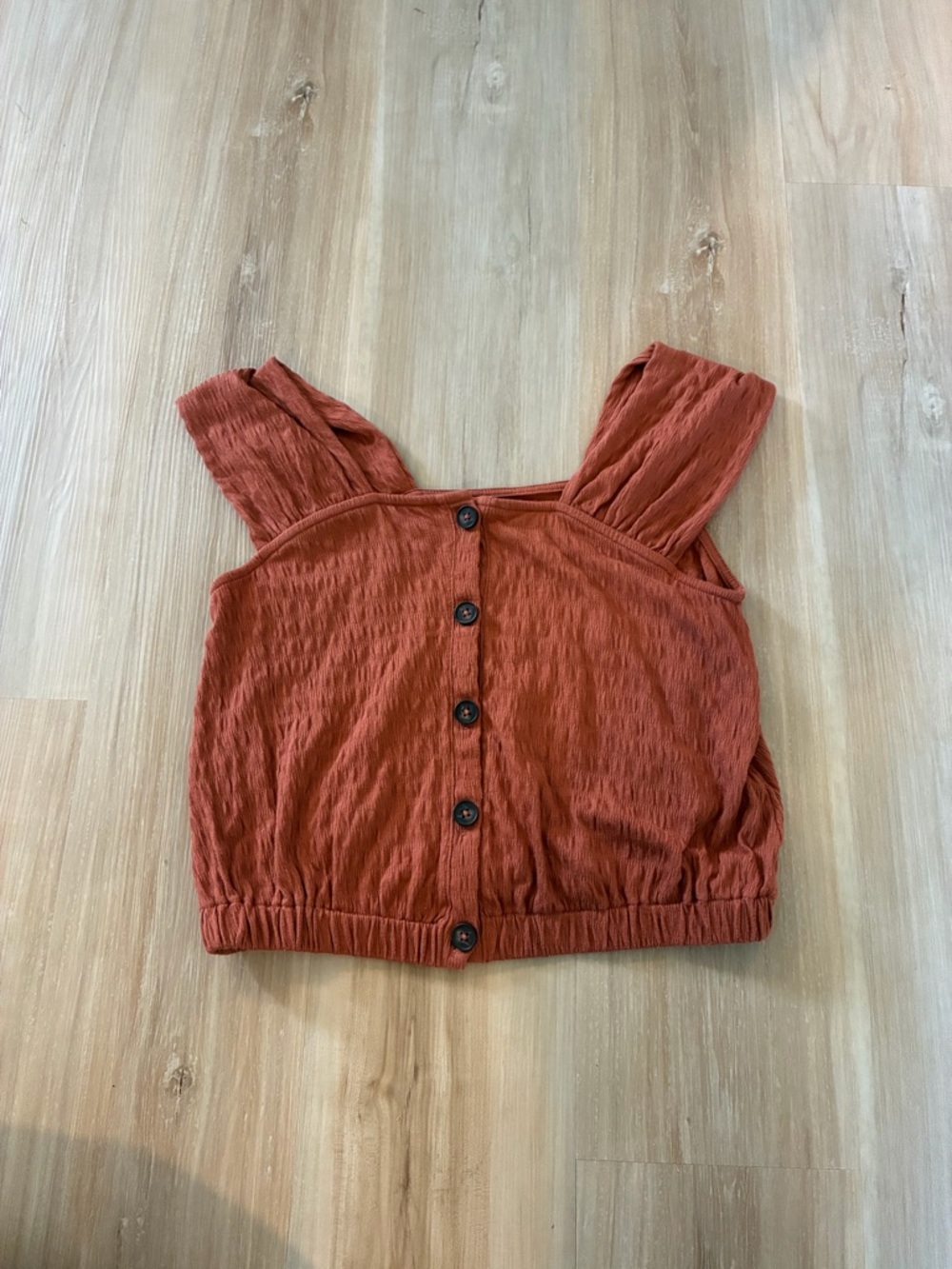 Madewell Rust-Red Button Front Crop Top